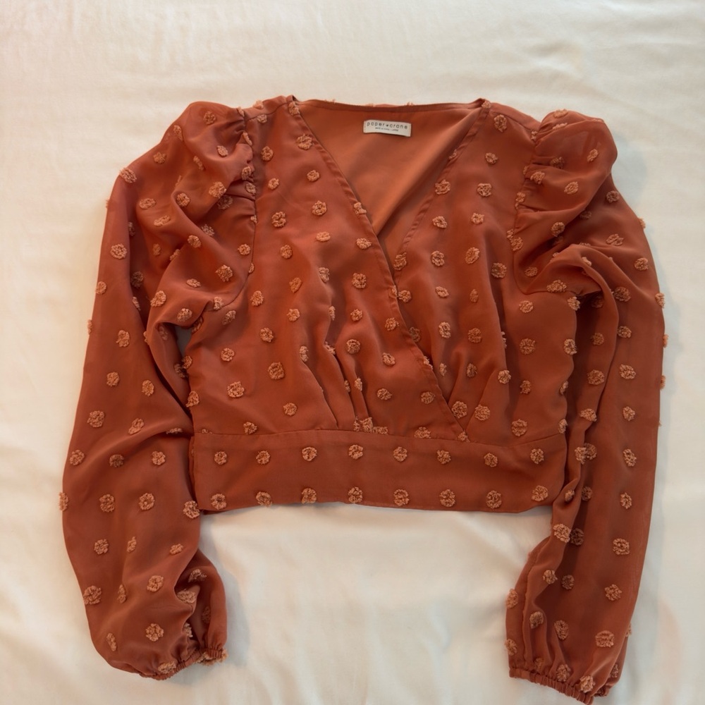 Paper Crane Terracotta Floral Embellished Blouse